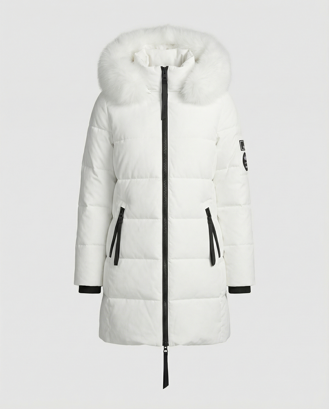 Mid-Length Puffer Jacket | Faux Fur Hood Trim | Windproof | Zip Pockets-Fashion Nora