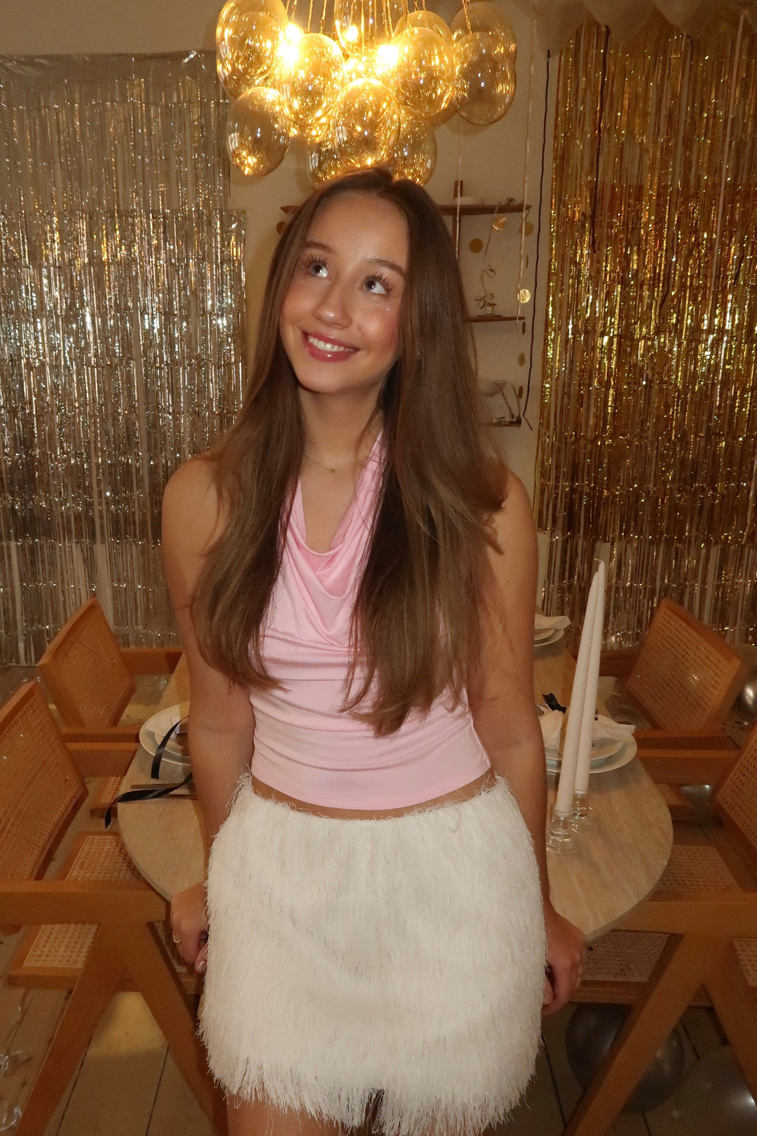 Miriam Fringe Skirt - Off White-Fashion Nora