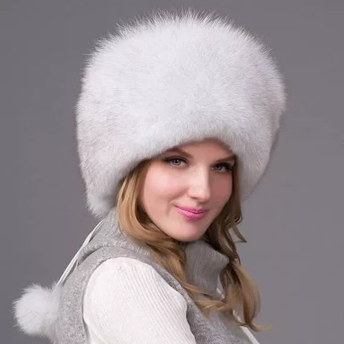 Natural Fox Fur Hat | Ear Flaps | Thick Winter Warmth-Fashion Nora