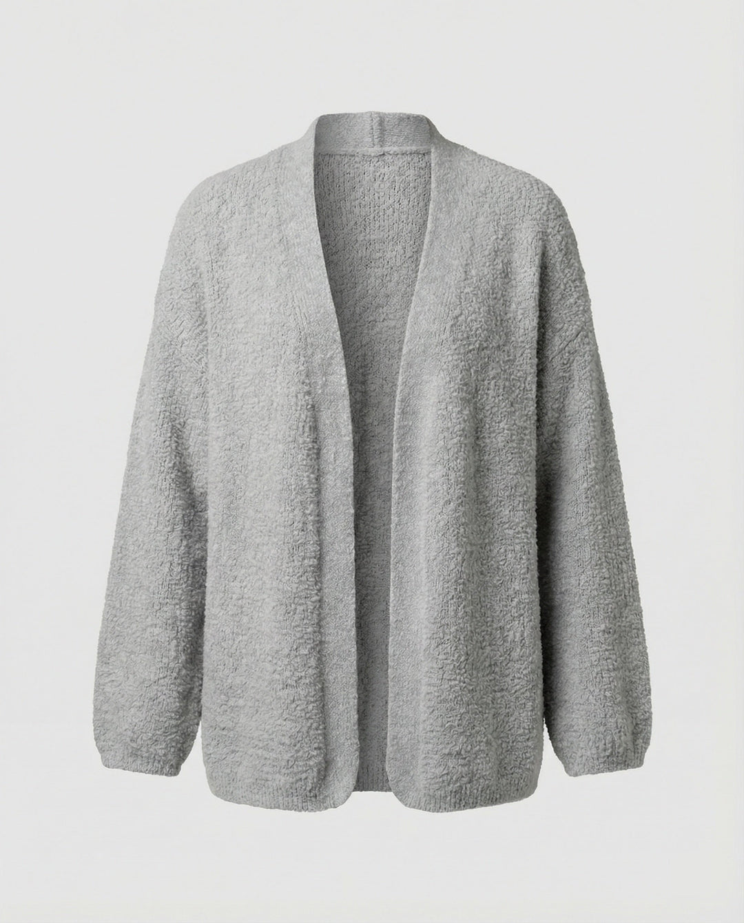 Open Front Textured Cardigan | Coat Length | Balloon Sleeves-Fashion Nora