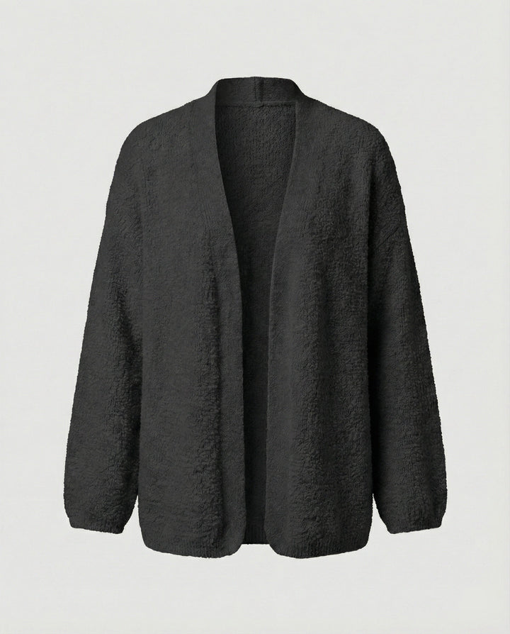 Open Front Textured Cardigan | Coat Length | Balloon Sleeves-Fashion Nora