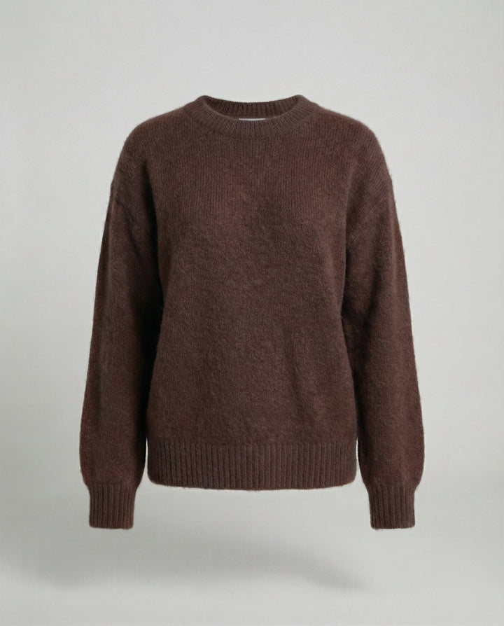 Oversized Knit Jumper | Soft Brushed Crew Neck Sweater-Fashion Nora