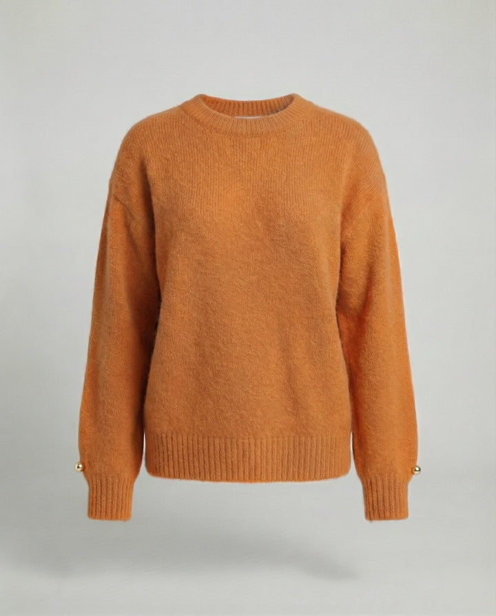 Oversized Knit Jumper | Soft Brushed Crew Neck Sweater-Fashion Nora