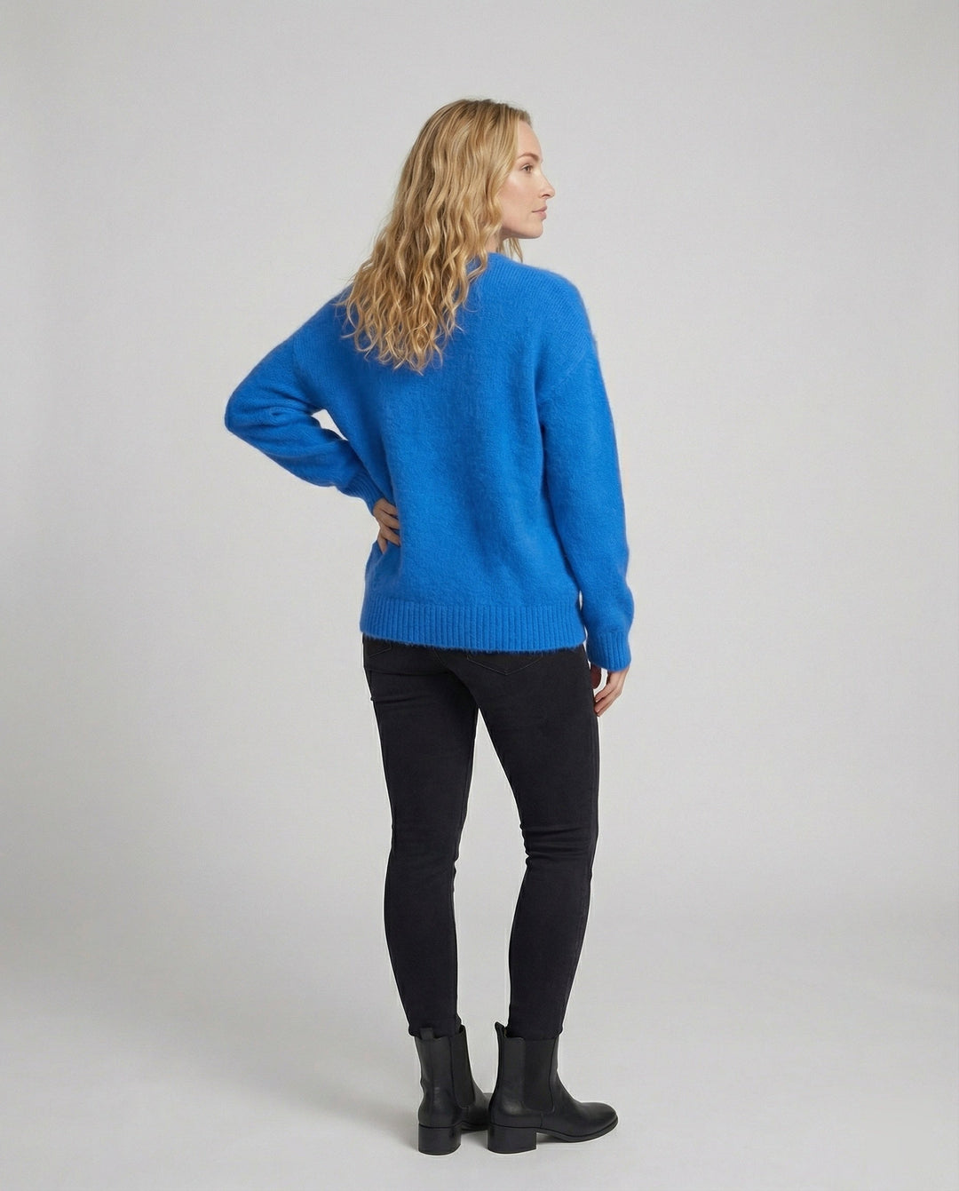 Oversized Knit Jumper | Soft Brushed Crew Neck Sweater-Fashion Nora