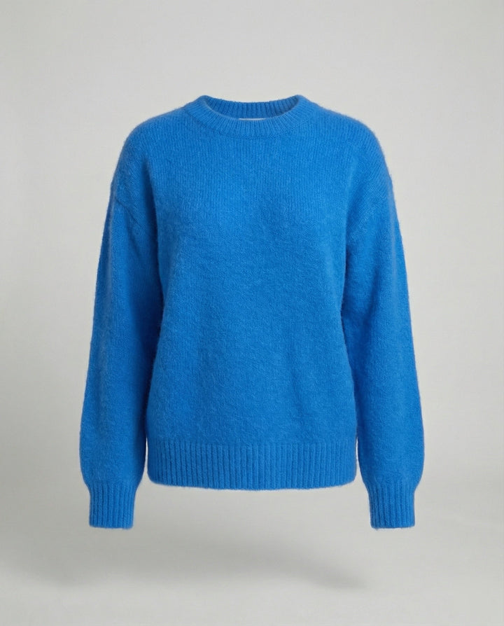 Oversized Knit Jumper | Soft Brushed Crew Neck Sweater-Fashion Nora