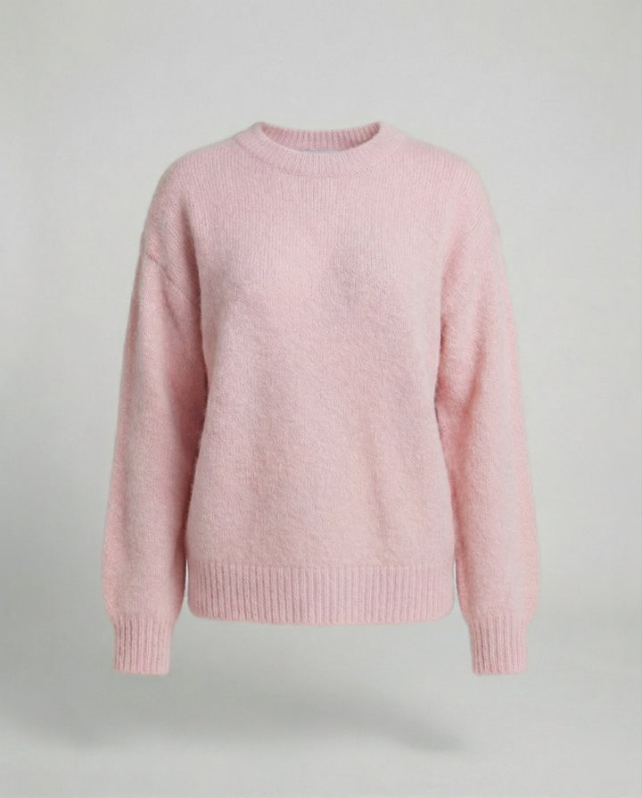 Oversized Knit Jumper | Soft Brushed Crew Neck Sweater-Fashion Nora