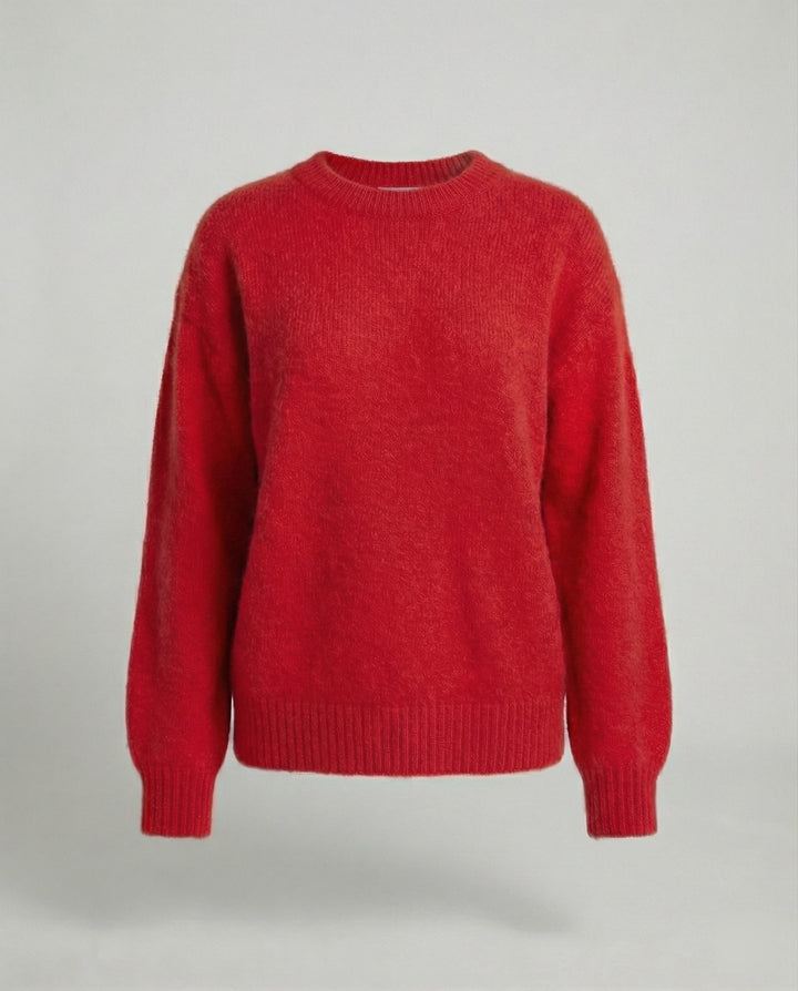 Oversized Knit Jumper | Soft Brushed Crew Neck Sweater-Fashion Nora