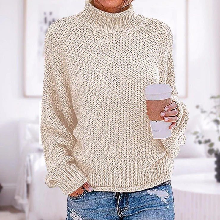 Oversized Sweater | Long Sleeve | Minimalist Design | Roll Neck-Fashion Nora