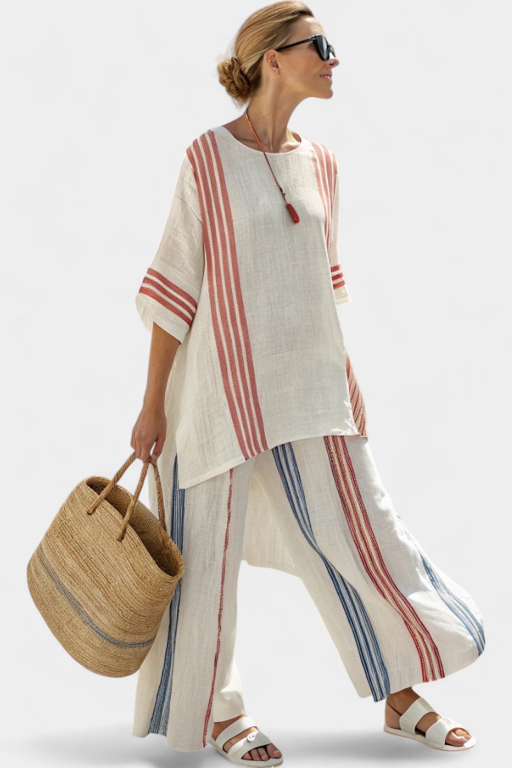 Oversized Two-Piece Set | Women's Wide-Leg Pants and Top Set for Summer-Fashion Nora
