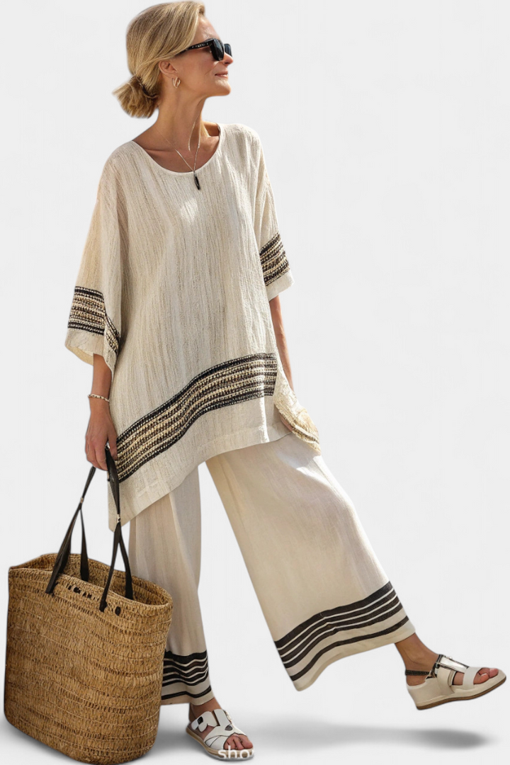 Oversized Two-Piece Set | Women's Wide-Leg Pants and Top Set for Summer-Fashion Nora