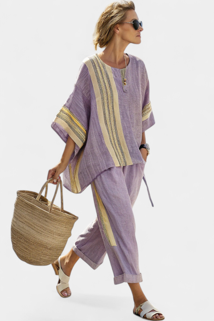 Oversized Two-Piece Set | Women's Wide-Leg Pants and Top Set for Summer-Fashion Nora
