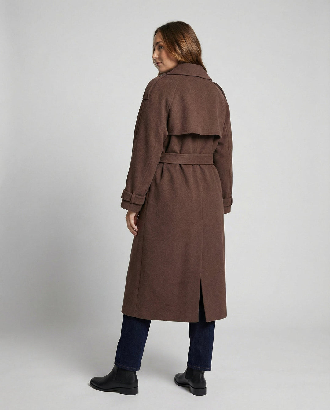 Oversized Wool Blend Coat | Double-Breasted | Longline-Fashion Nora