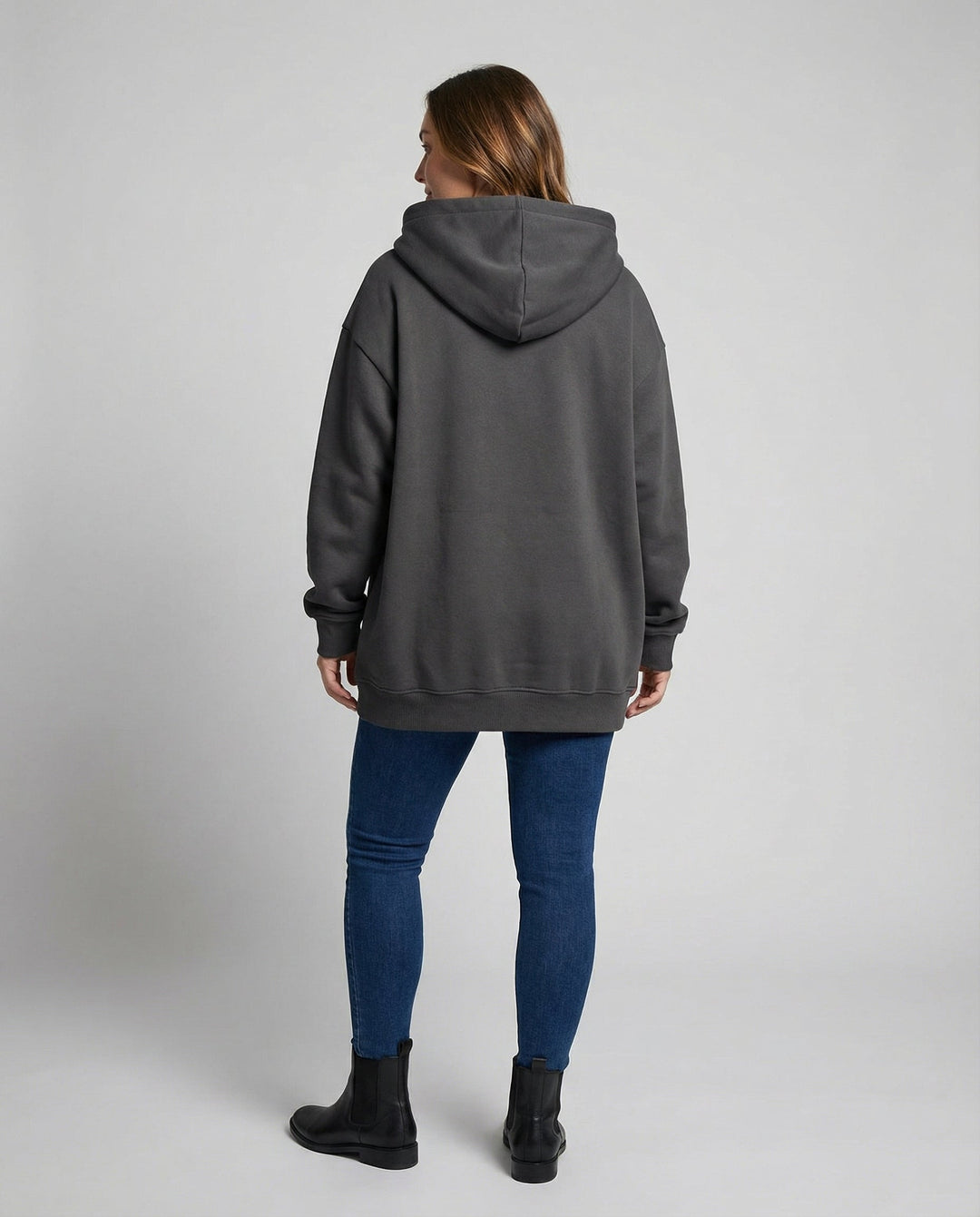 Oversized Zip-Up Hoodie | Longline Cut | Drawstring Hood-Fashion Nora
