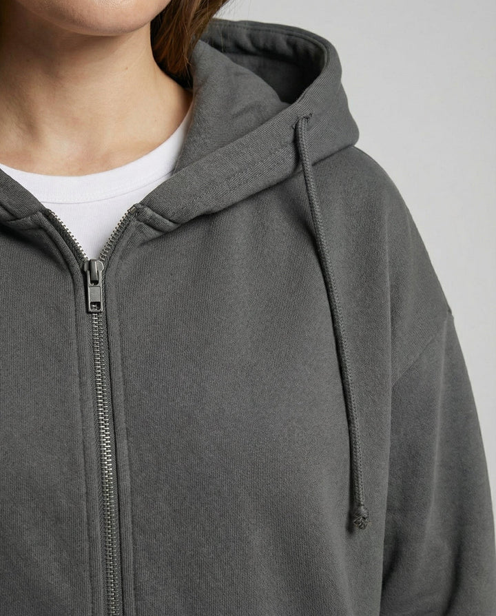 Oversized Zip-Up Hoodie | Longline Cut | Drawstring Hood-Fashion Nora