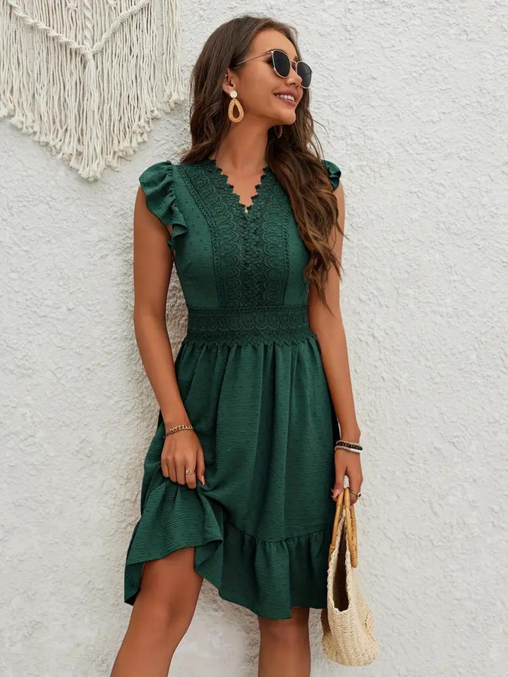 Party Dress, Ruffle, Swiss Dot, Mini Dress, Summer Dress-Fashion Nora