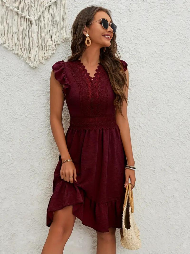 Party Dress, Ruffle, Swiss Dot, Mini Dress, Summer Dress-Fashion Nora