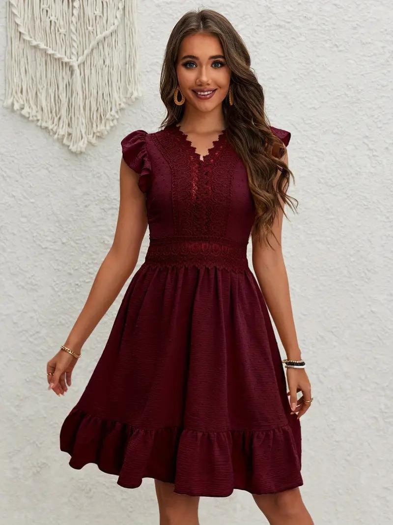 Party Dress, Ruffle, Swiss Dot, Mini Dress, Summer Dress-Fashion Nora