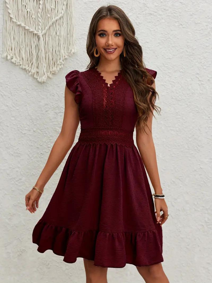 Party Dress, Ruffle, Swiss Dot, Mini Dress, Summer Dress-Fashion Nora