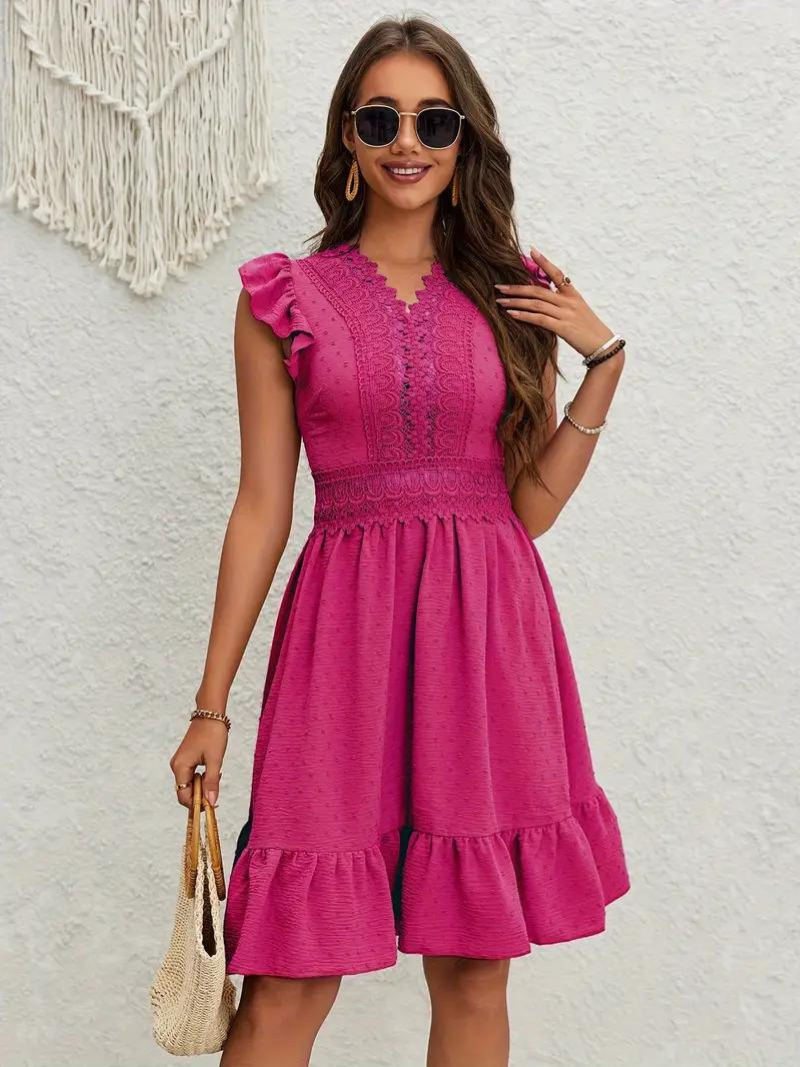 Party Dress, Ruffle, Swiss Dot, Mini Dress, Summer Dress-Fashion Nora