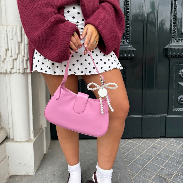 Pearl Bow Bag Charm | Purse Keychain | Bag Pendant-Fashion Nora