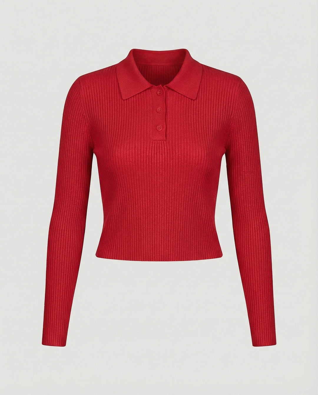 Polo Collar Knit Sweater | Slim Fit | Cropped Winter Jumper-Fashion Nora