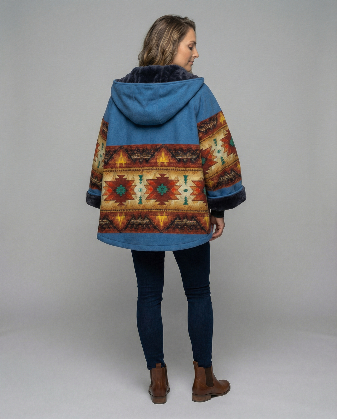 Printed Vintage Coat | Retro-Inspired | Breathable Fabric-Fashion Nora