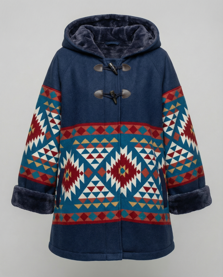 Printed Vintage Coat | Retro-Inspired | Breathable Fabric-Fashion Nora