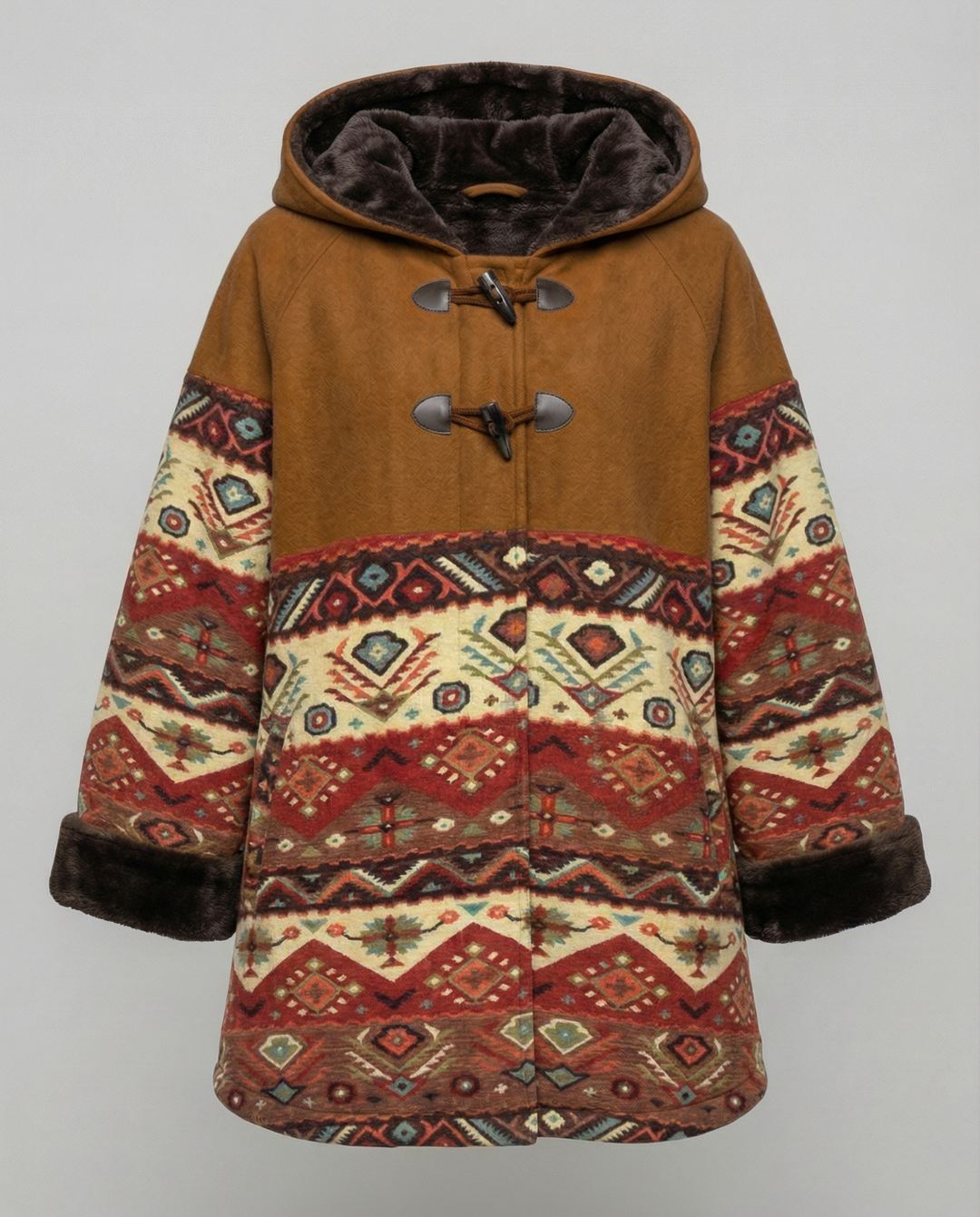 Printed Vintage Coat | Retro-Inspired | Breathable Fabric-Fashion Nora