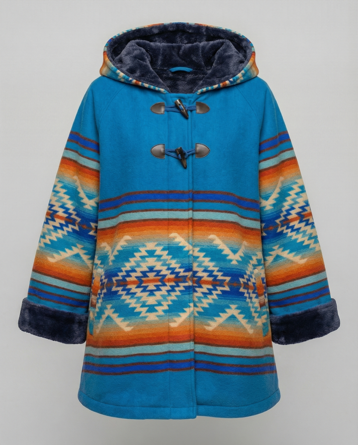 Printed Vintage Coat | Retro-Inspired | Breathable Fabric-Fashion Nora