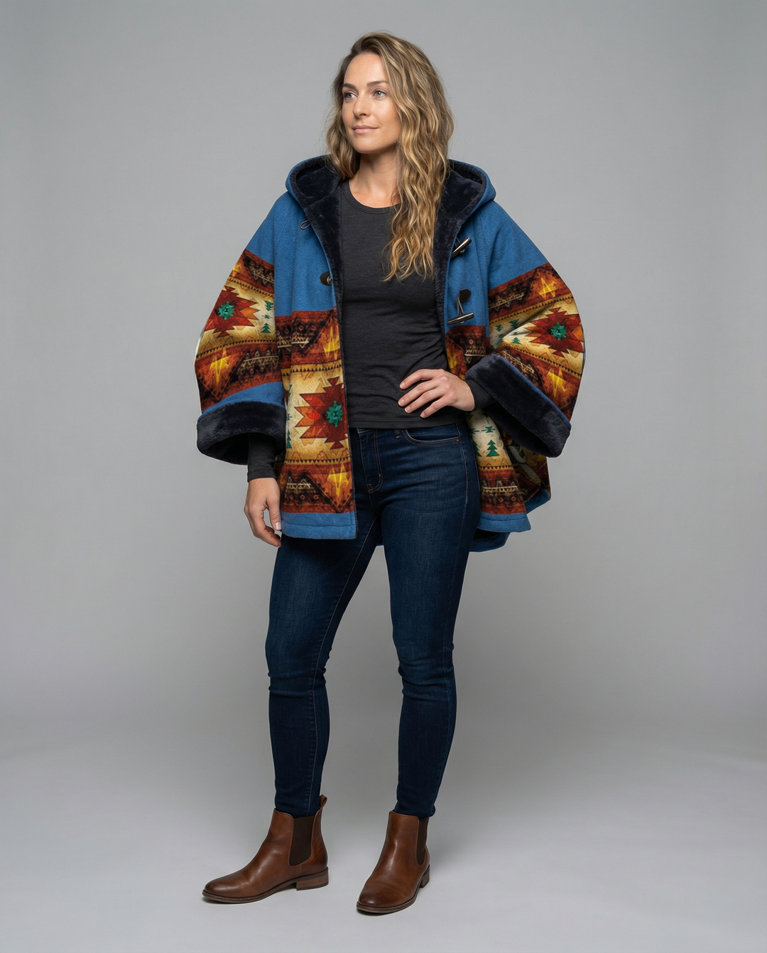 Printed Vintage Coat | Retro-Inspired | Breathable Fabric-Fashion Nora