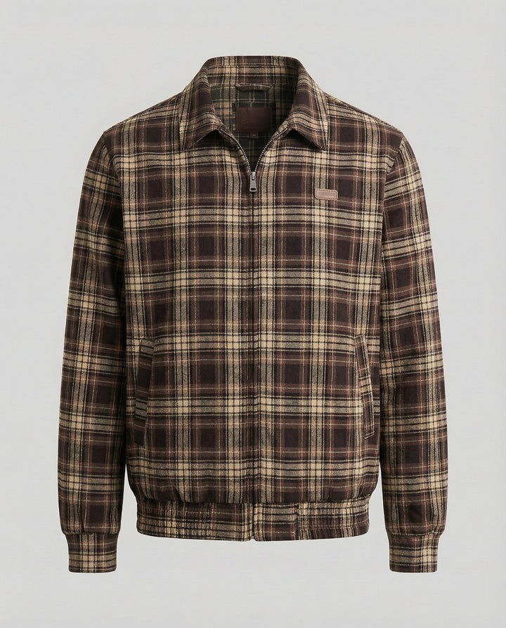 Reversible Plaid Jacket | Oversized Unisex Fit | Full Zip-Fashion Nora