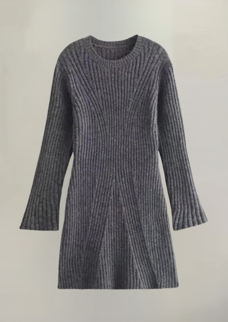 Ribbed Knit Mini Dress | Long Sleeve Bodycon Sweater Dress-Fashion Nora