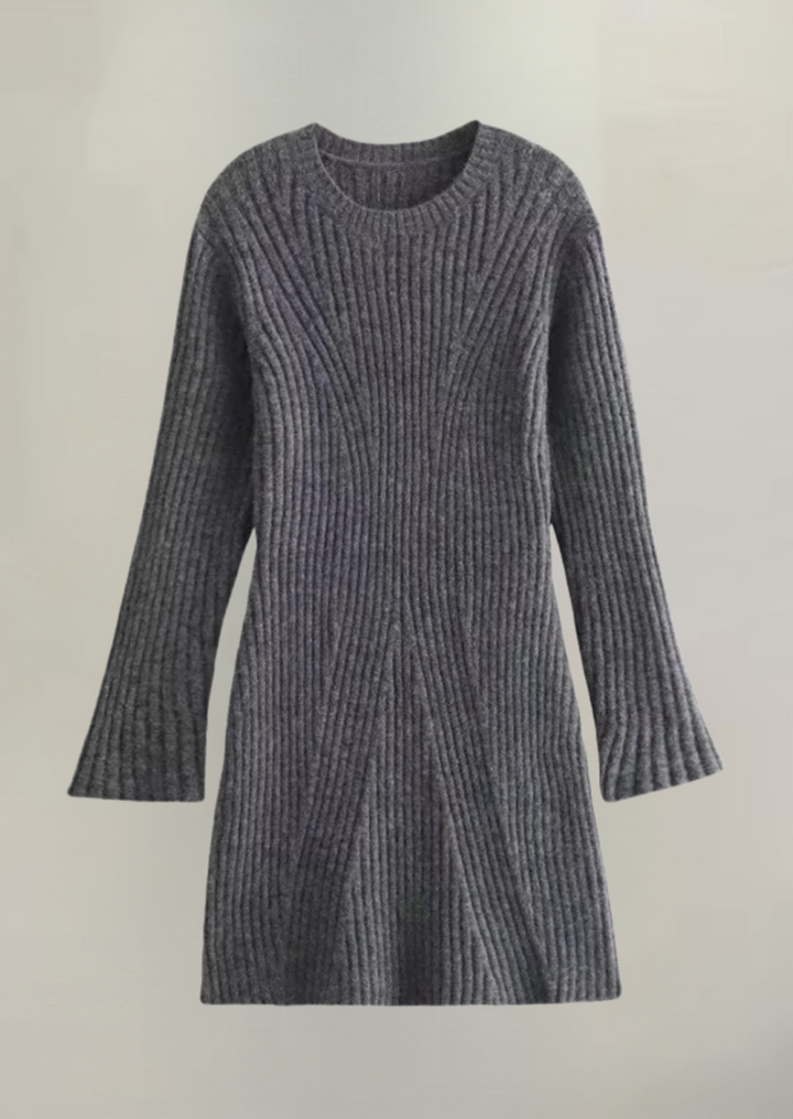 Ribbed Knit Mini Dress | Long Sleeve Bodycon Sweater Dress-Fashion Nora