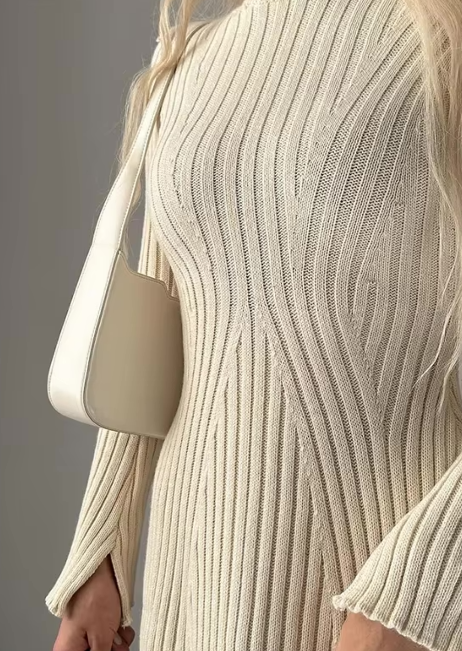 Ribbed Knit Mini Dress | Long Sleeve Bodycon Sweater Dress-Fashion Nora