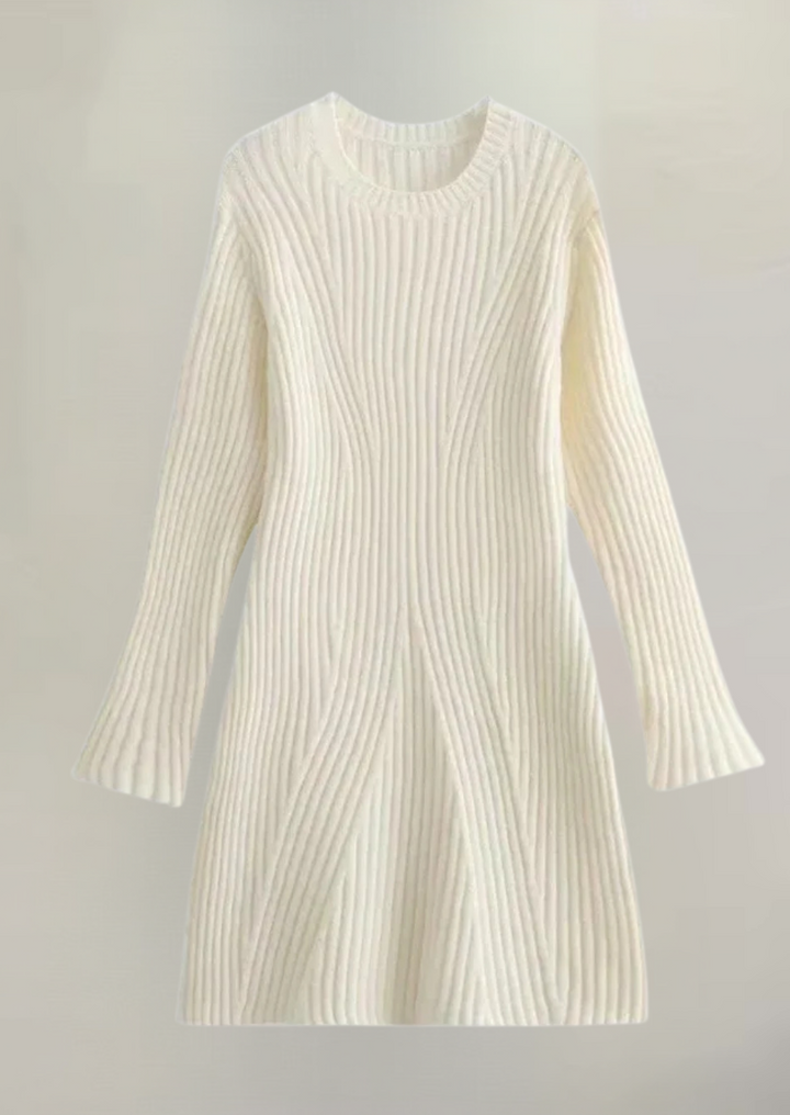 Ribbed Knit Mini Dress | Long Sleeve Bodycon Sweater Dress-Fashion Nora