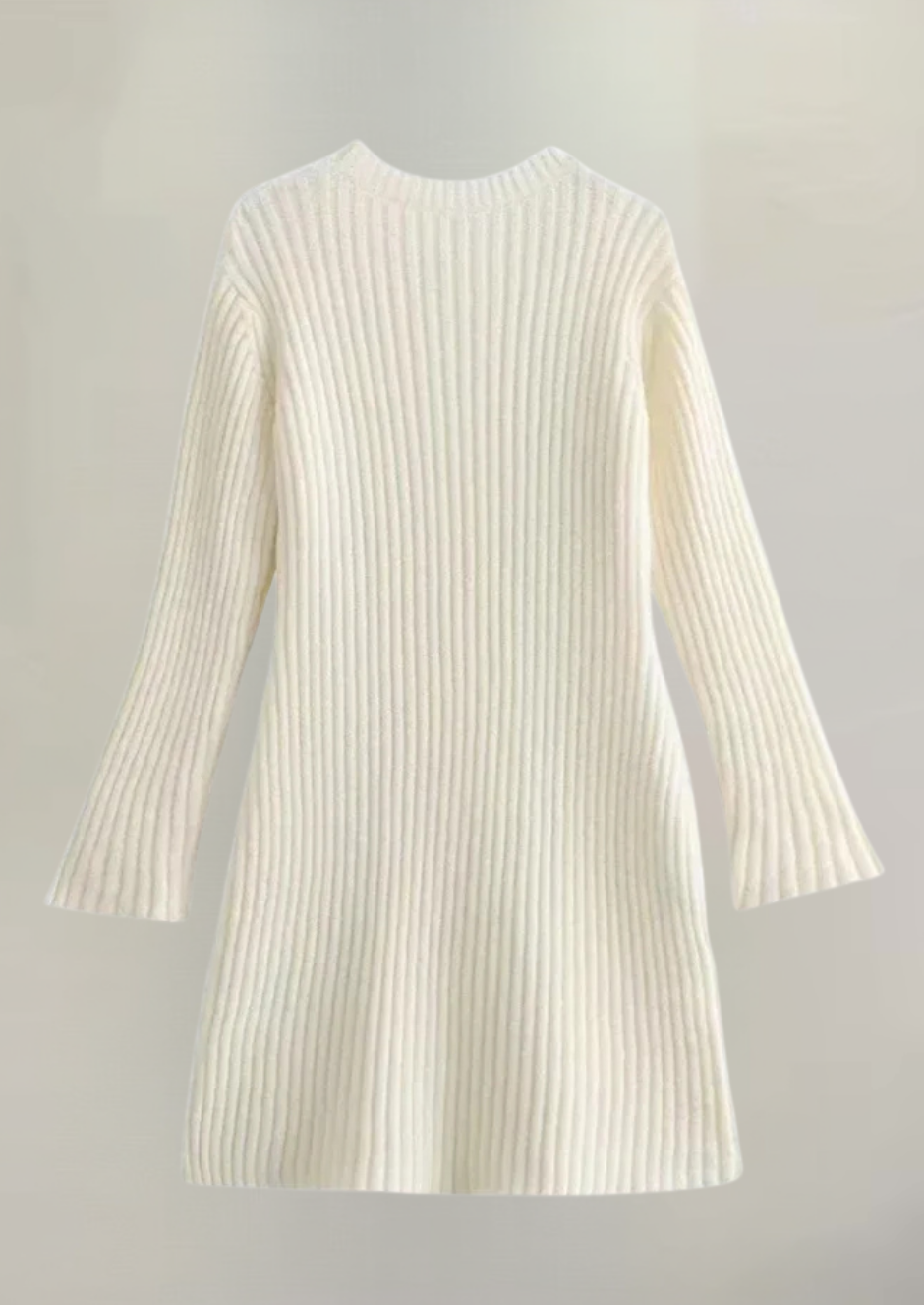 Ribbed Knit Mini Dress | Long Sleeve Bodycon Sweater Dress-Fashion Nora