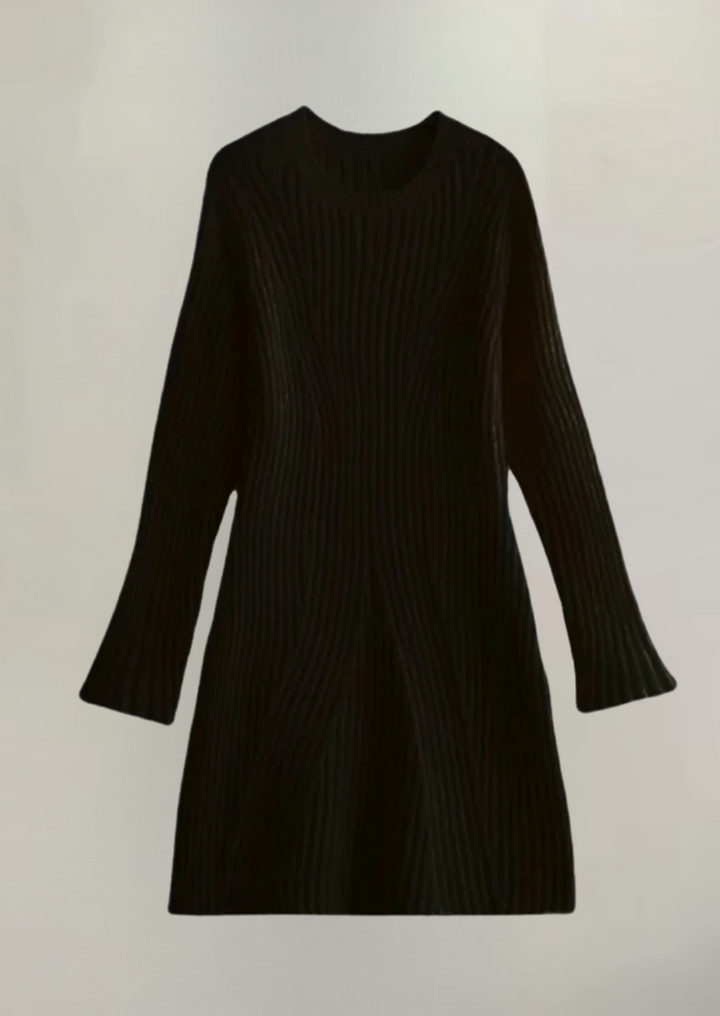 Ribbed Knit Mini Dress | Long Sleeve Bodycon Sweater Dress-Fashion Nora