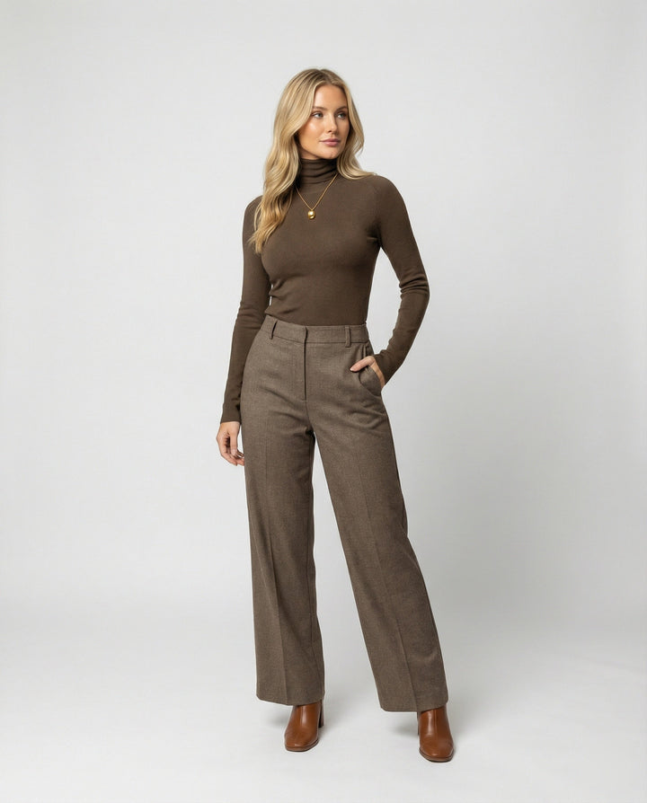 Roll Neck Wool Blend Sweater | Slim Fit | One Size-Fashion Nora