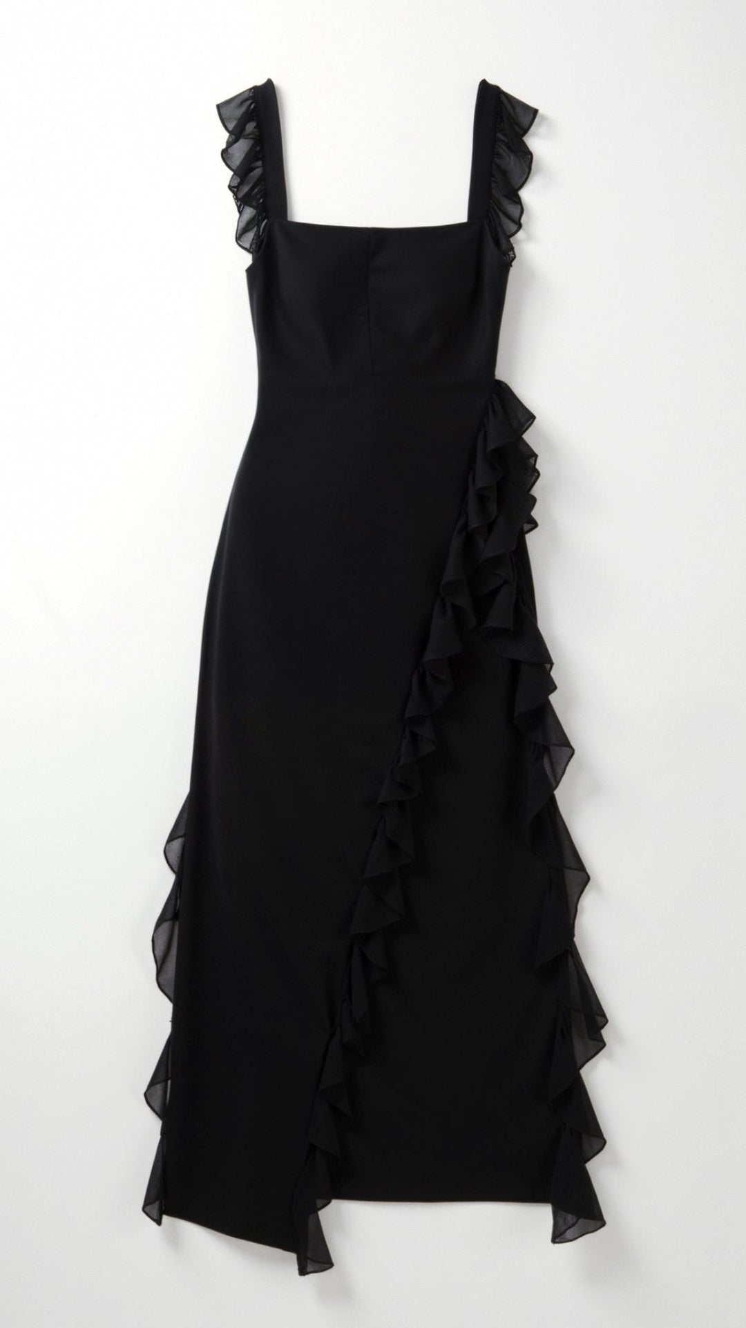 Ruffle Dress | Sleeveless Bodycon Maxi Dress with Slit-Fashion Nora