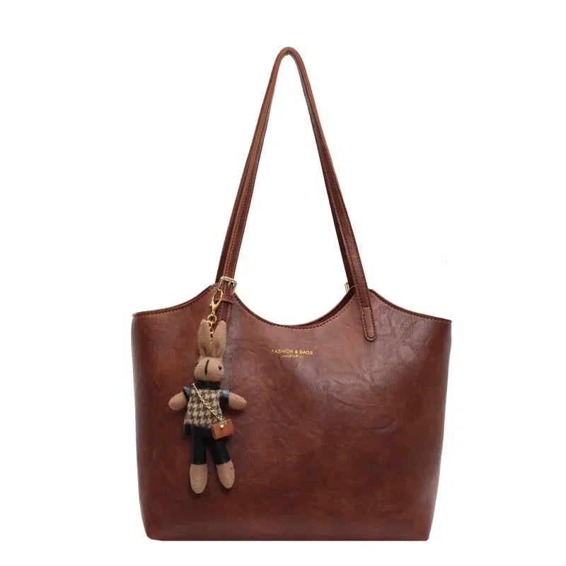 Rustic Edge | Vegan Leather Tote Bag | Vintage Shopper-Fashion Nora