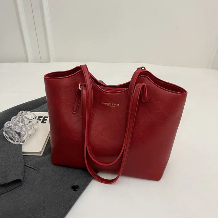 Rustic Edge | Vegan Leather Tote Bag | Vintage Shopper-Fashion Nora