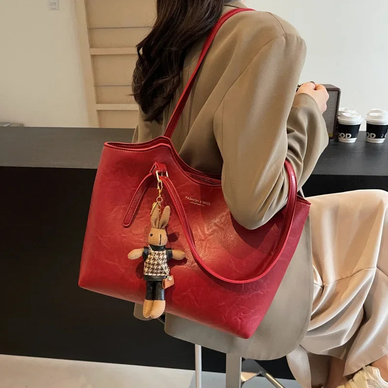 Rustic Edge | Vegan Leather Tote Bag | Vintage Shopper-Fashion Nora
