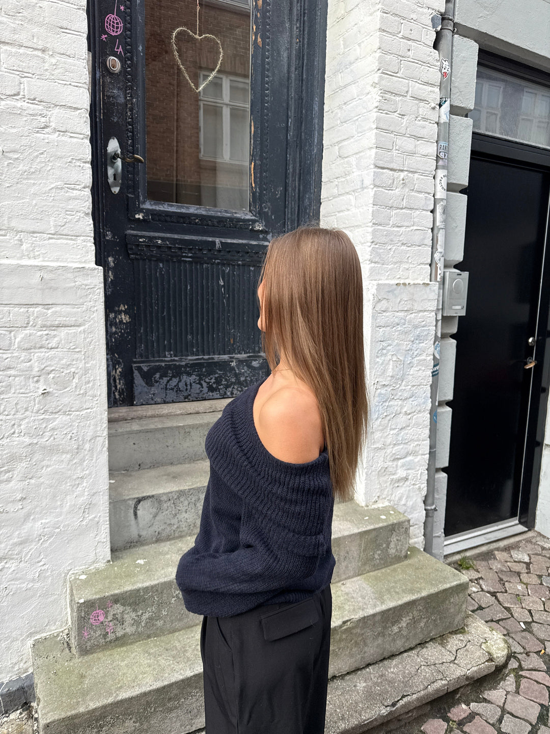 Sally Off Shoulder Knit - Dark Blue-Fashion Nora