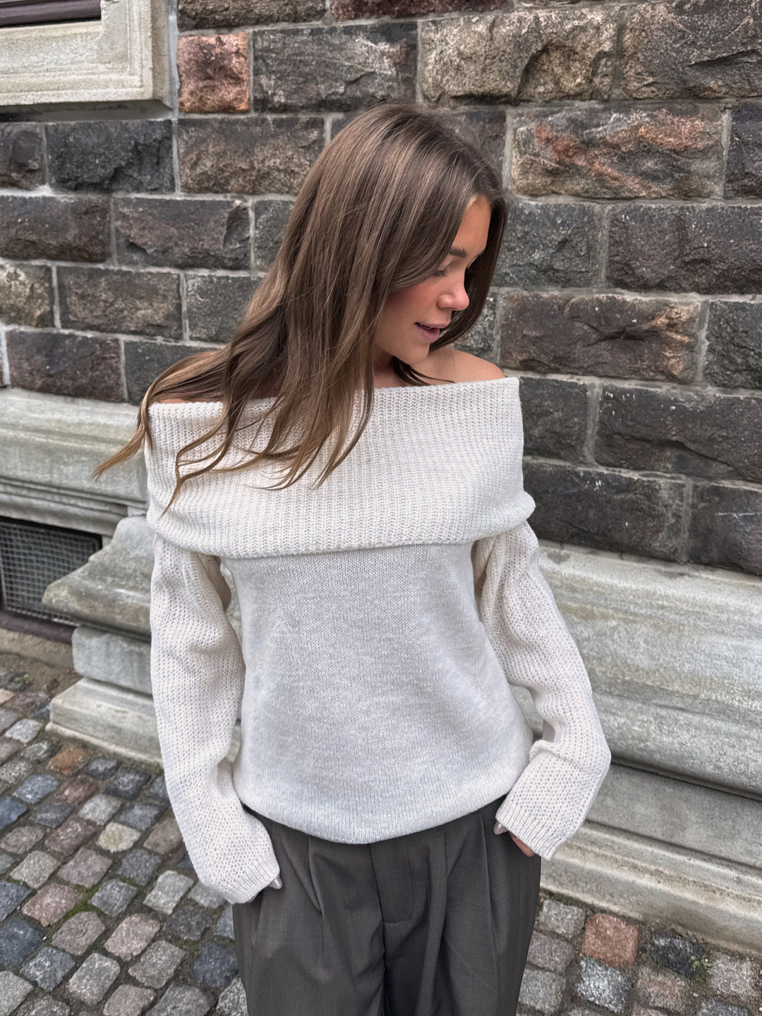 Sally Off Shoulder Knit - Off White-Fashion Nora