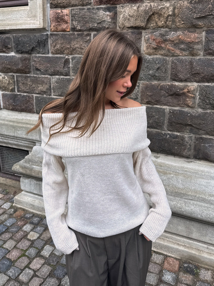 Sally Off Shoulder Knit - Off White-Fashion Nora