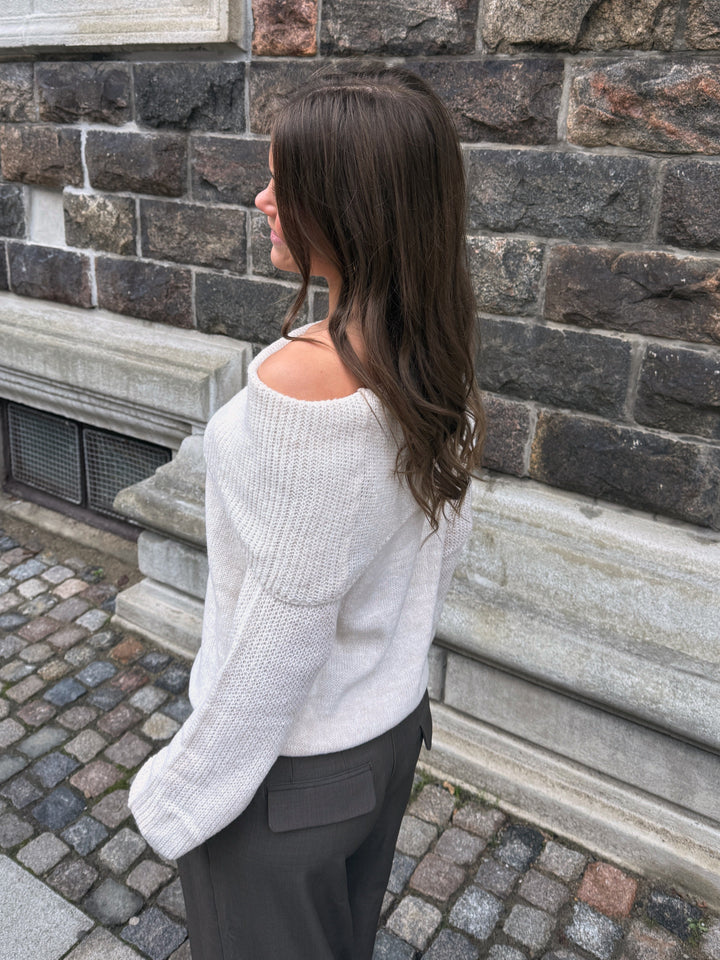 Sally Off Shoulder Knit - Off White-Fashion Nora