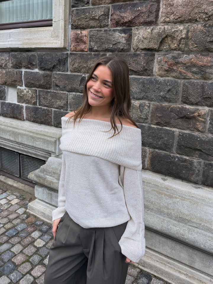 Sally Off Shoulder Knit - Off White-Fashion Nora