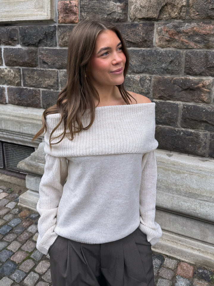Sally Off Shoulder Knit - Off White-Fashion Nora