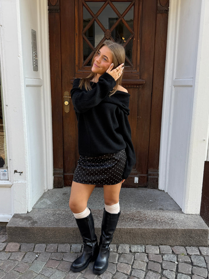 Selma Dot Mini Skirt - Black/White Dot-Fashion Nora
