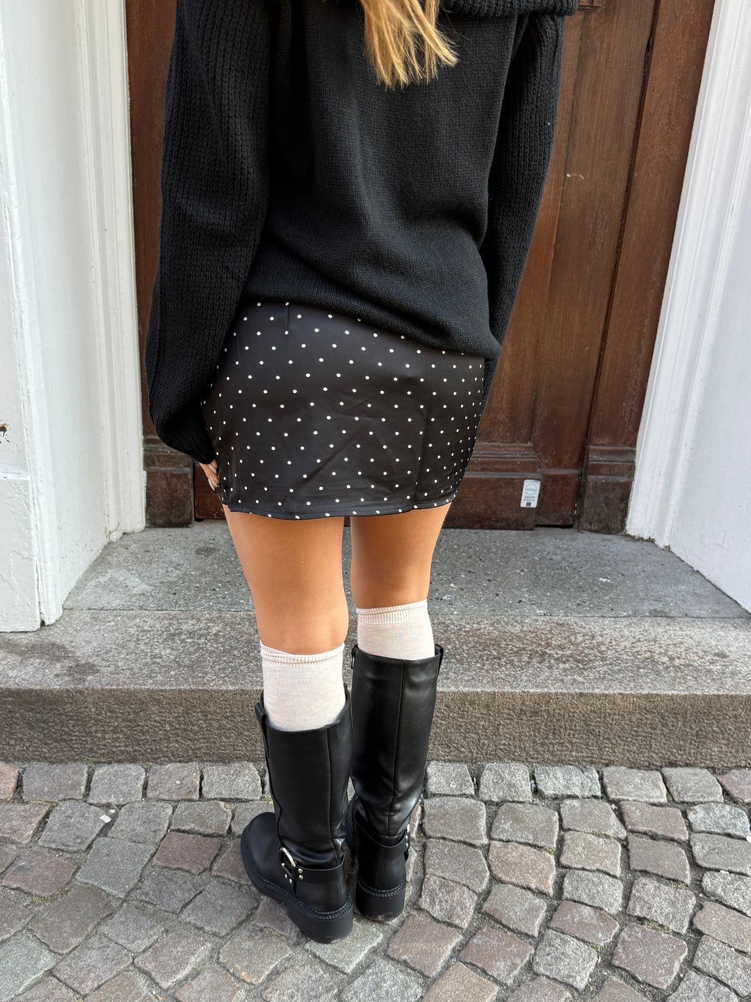 Selma Dot Mini Skirt - Black/White Dot-Fashion Nora